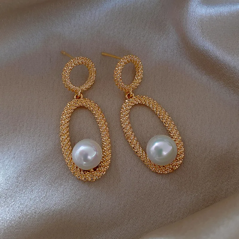 

Pearl Geometric Dangle Earrings New Simple Fashion Jewelry for Women