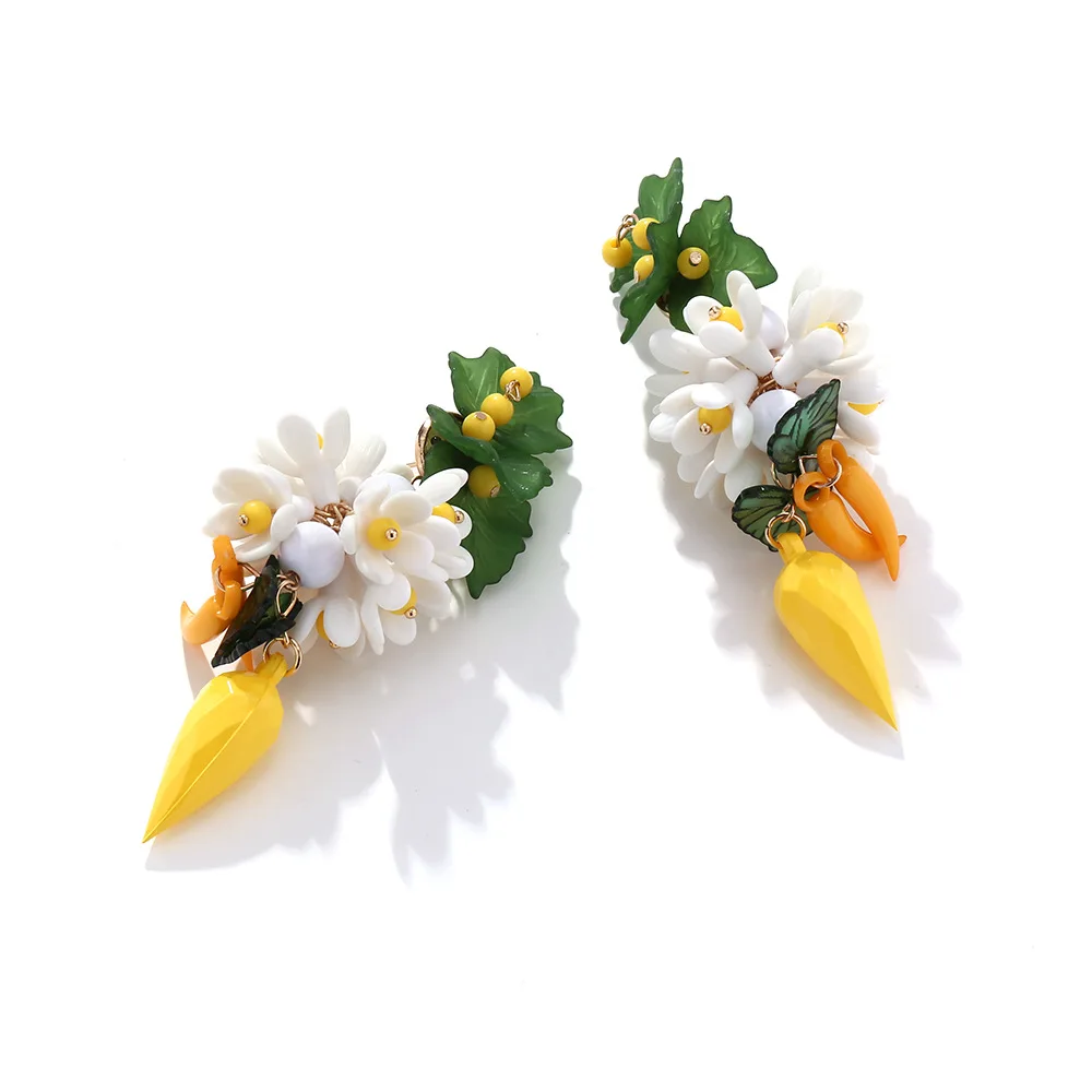 2024 ZAA Acrylic Resin Plant Flower Drop Earrings for Women Personality Jewelry Holiday Party Gifts