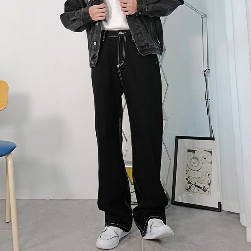 Men's Black Korean Y2K Clothes Jeans Men Straight Trousers Denim Vintage Casual Pants Women High Waist Baggy Jeans Streetwear