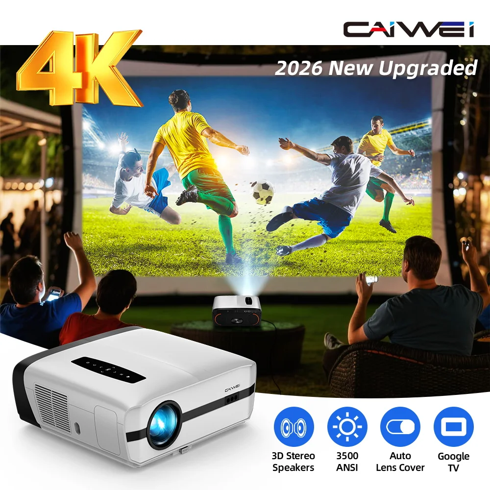 Фото Проектор CAIWEI A9S 4K для фильмов и домашнего кинотеатра, 3500 ANSI, Android, Full HD 1080P, автофокус, Smart TV, проектор с двумя динамиками №1
