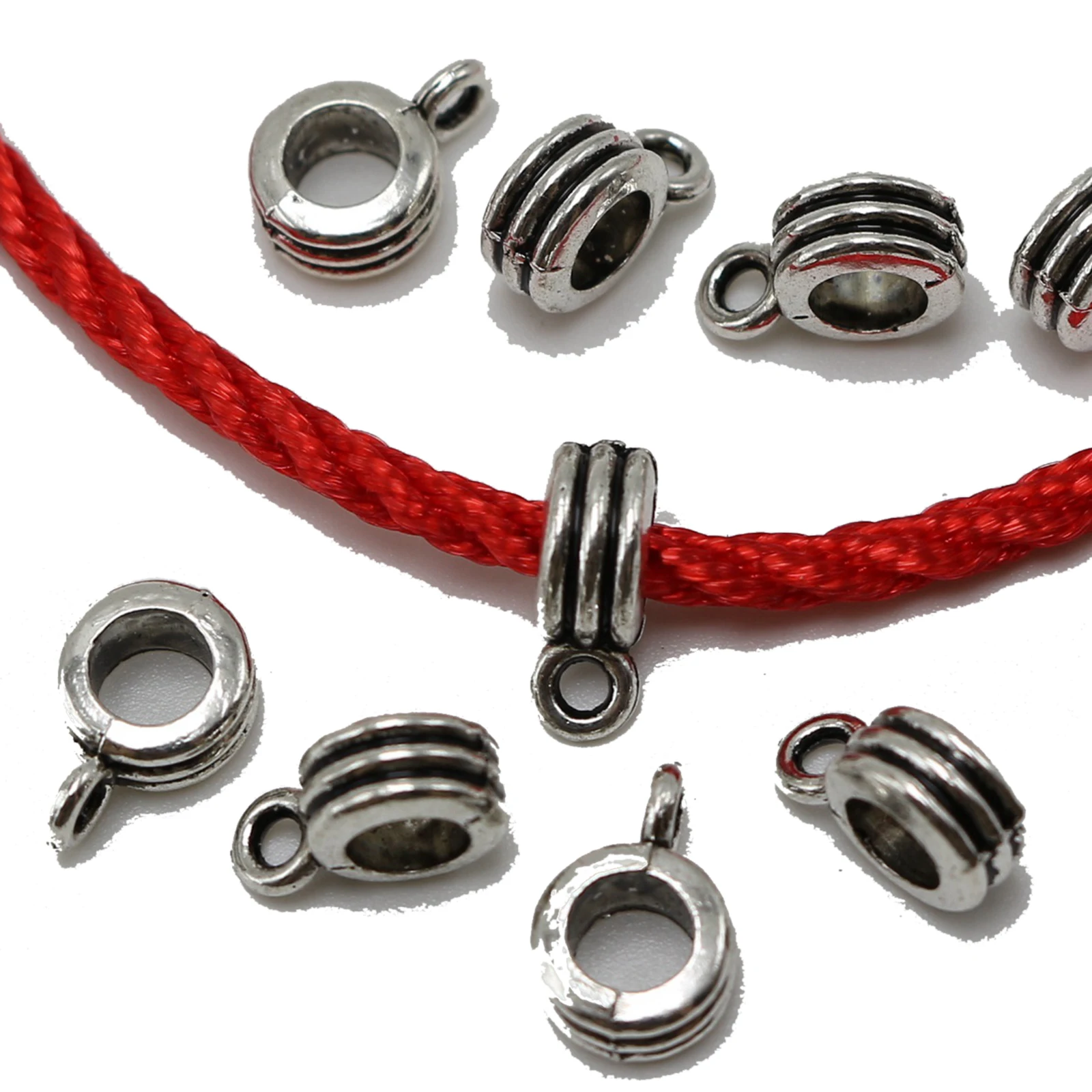 

25 Tibetan Silver Barrel Bails 12X8mm Charm Beads Craft Pendant Hanger Links