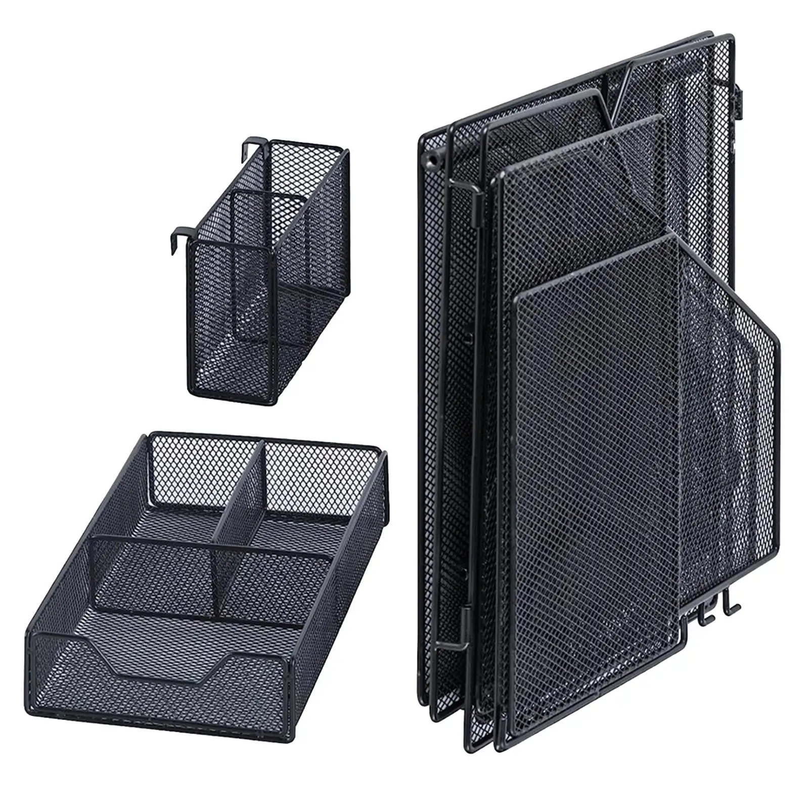 

Mesh Desk File Organizer Black Large Capacity Storage Basket Office Supplies