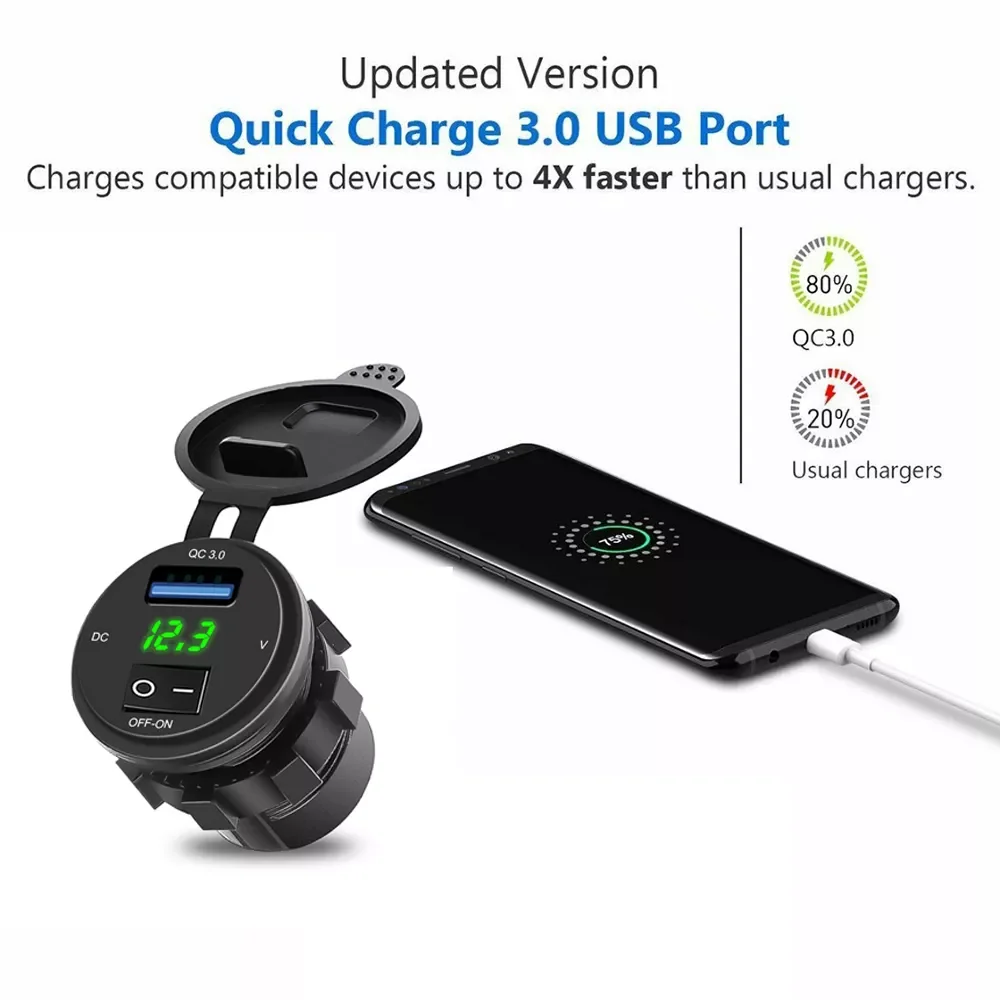 KEBIDU 18 Вт телефон QC 3 0 Автомобильное зарядное устройство с цифровым дисплеем