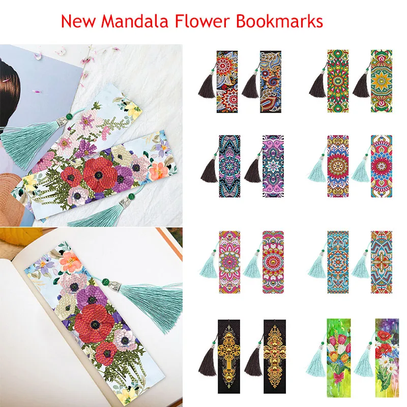 

DIY Mandala Diamond Bookmarks 5D Diamond Painting Kit Flower Cross Diamond Mosaic Embroidery Cross Stitch Gift Home Decor Creft