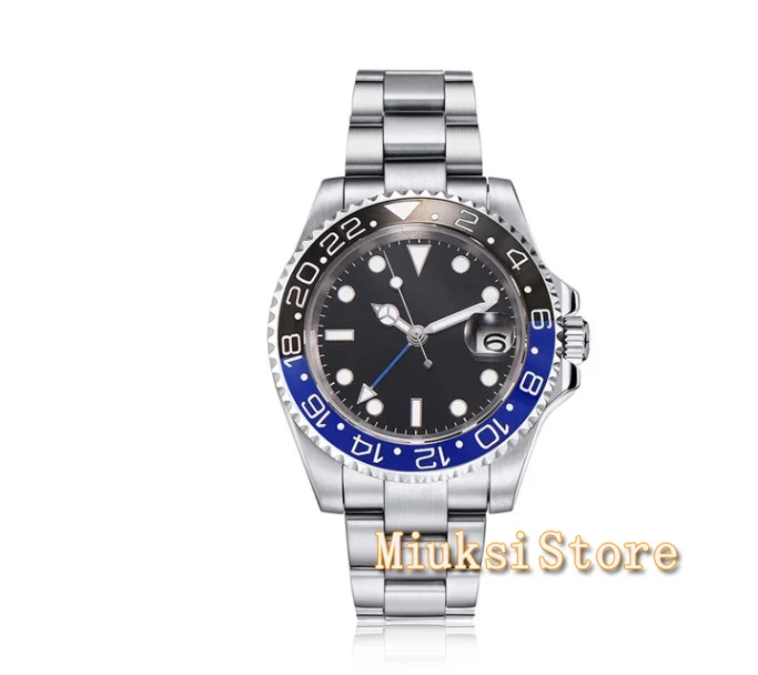 Мужские автоматические механические часы Parnis 40 мм роскошный бренд GMT сапфировый