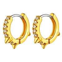 chainspro spike with cz stones hoop earrings for women 18k gold plated ear cuffs with sterling silver ear wire girls studs