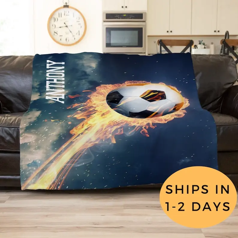 

Soccer Blanket, Coach Gifts Soccer, Soccer Gifts For Him, Baby Soccer, Personalized Soccer Ball Blanket, Custom Soccer Ball Blan