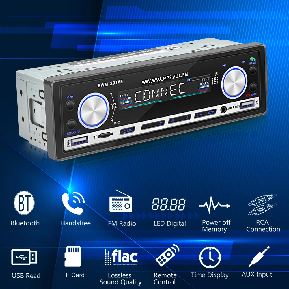 

KEBIDUMEI Car Radio 1 Din Bluetooth5.0 Stereo Receiver MP3 Player Handsfree A2DP USB Charging TF 3" Display Screen Audio System