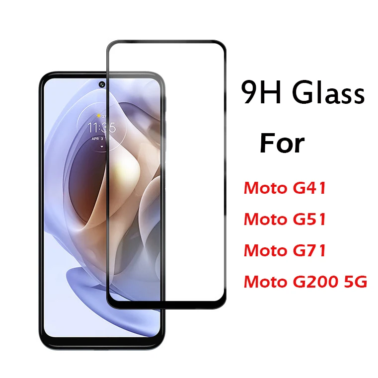 Screen Protector For Motorola Moto G41 G42 G51 G52 G52J G62 G71 G71S G22 G32 G200 5G Tempered Glass Black Edge Full Cover Glass