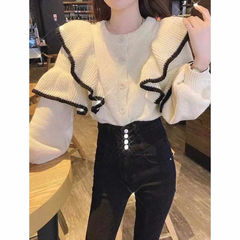 

Korean sweet cardigans sweater outer set female 2023 explosion fashion versatile laziness long sleeve o neck casual cardigans