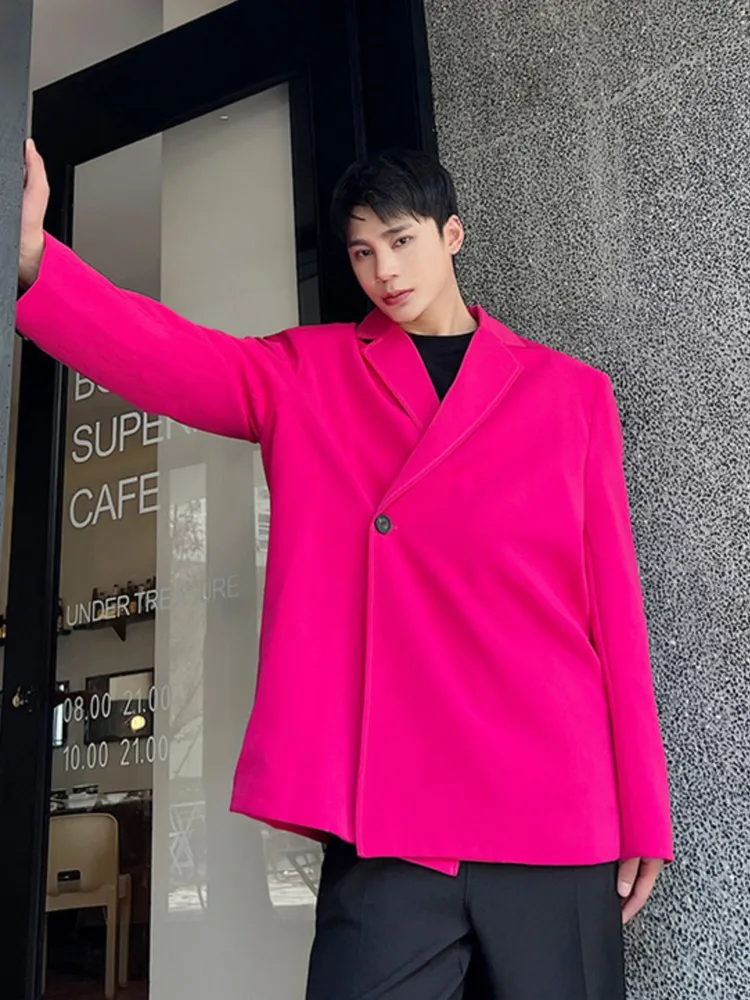 

SYUHGFA Men's Wear Korean Streetwear Bright Color Fashion Suit For Men 2023 Autumn New Loose Simple Long Sleeve Blazers