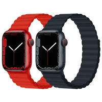 leather loop for apple watch band 44mm 45mm 40 42mm 41mm 38mm magnetic wristband belt bracelet correa for iwatch 7 5 4 3 2 se 6