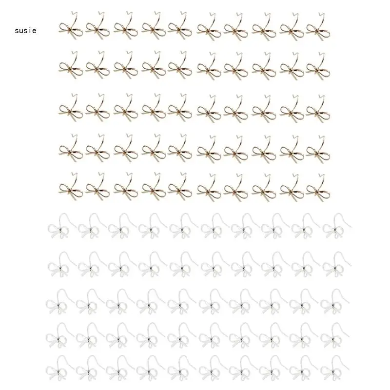 X7YA Набор из 50 висячих сережек в форме банта сплава для создания