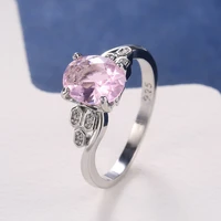 new classic silver plated princess cut crystal rings for women shine pink cz stone inlay fashion jewelry wedding party gift ring