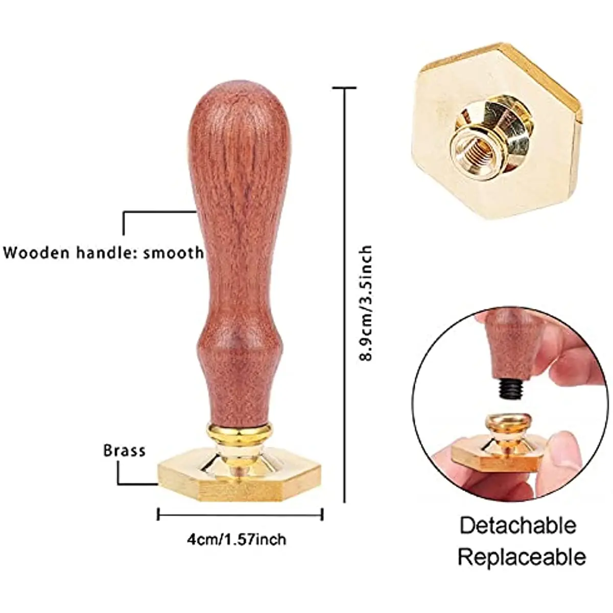 1Set Custom Wax Seal Stamp Logo Name Picture Initials Letters Personalized Made include stamp head and stamp handle-Hexagon