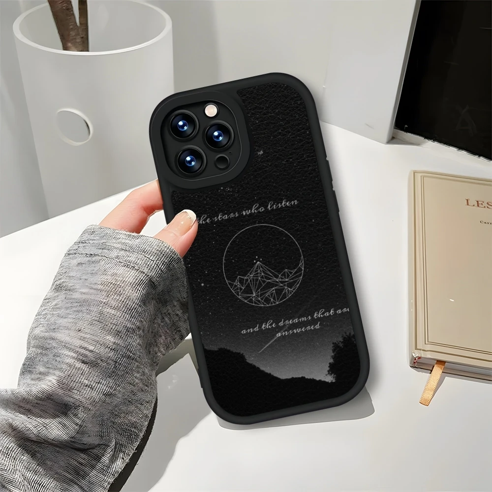 Acotar A Court of Mist and Fury чехол для телефона кожаный черный IPhone 13 16ProMax 12 15 11 14 Pro Max Mini Plus