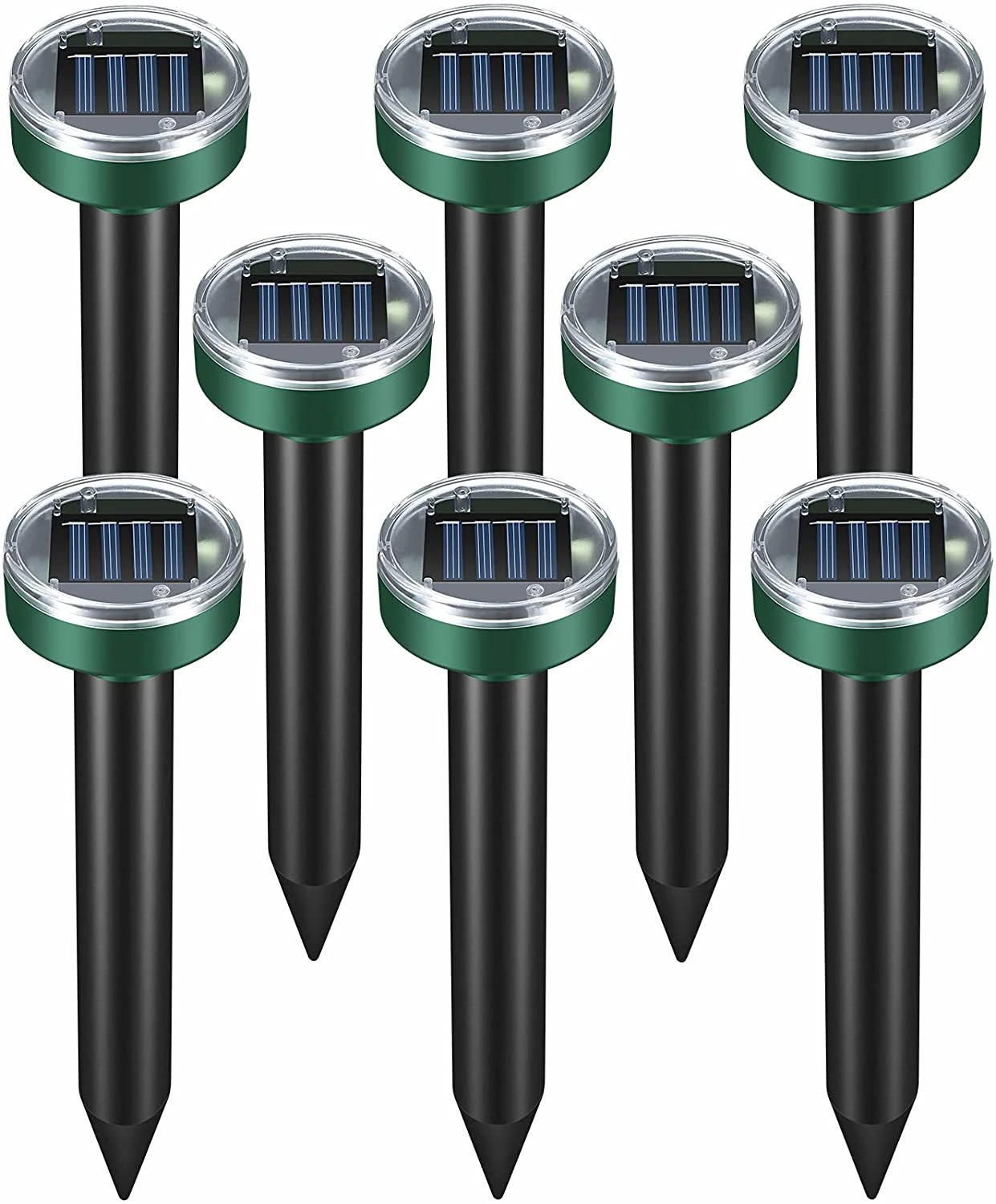 4/8pcs Solar Powered Ultrasonic Sonic Mouse Mole Pest Rodent Repeller Repellent Yard LED Light Outdoor Lamp Garden |