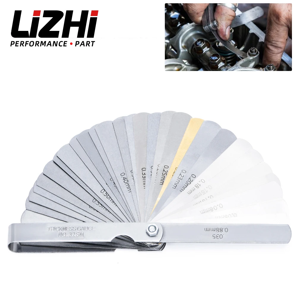 

Щуп 32-лезвийный комбинированный инструмент для измерения зазора с двойным считыванием, набор щупов для ширины/толщины зазора 0,04-0,88 мм