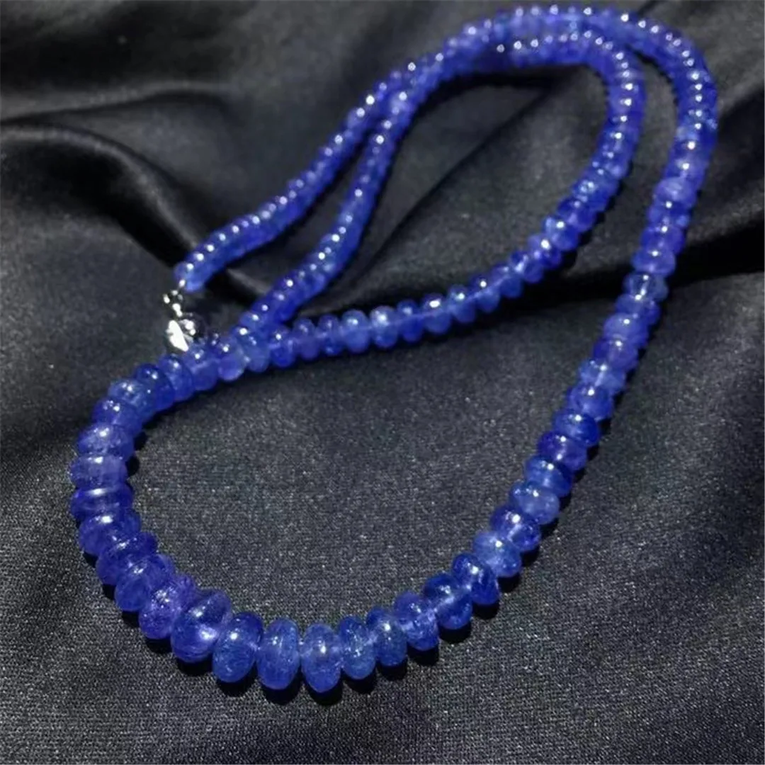 

Top Natural Blue Tanzanite Necklace For Women Lady Men Healing Love Gift Crystal 5-8mm Beads Stone Rare Gemstone Jewelry AAAAA