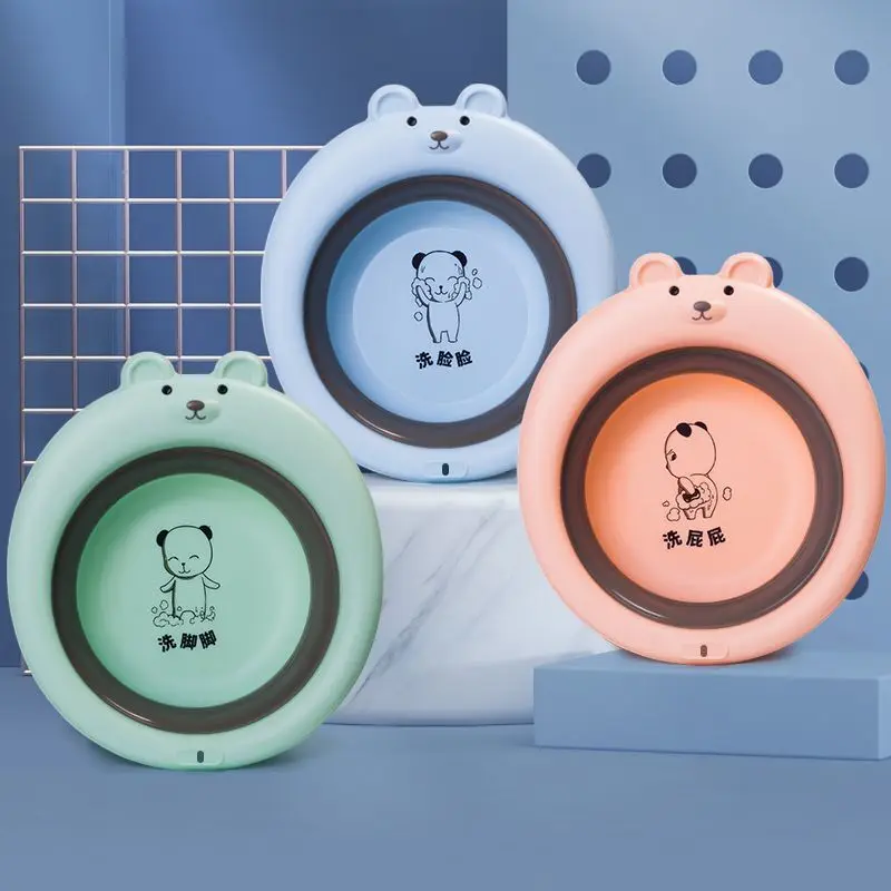 

Portable Cartoon Bear Folding Washbasin Baby Products Washing Face Feet Washing Butt 3 Colors