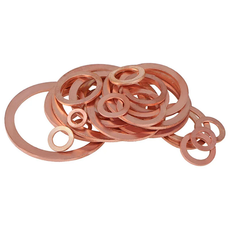 Copper Washer for Oil Sump Plug M5 M6 M8 M10 M12 M14 M16 M18 M20 M22 M24 M27 M30-M60 Sealing Solid Washer Flat Seal Gasket Ring images - 6