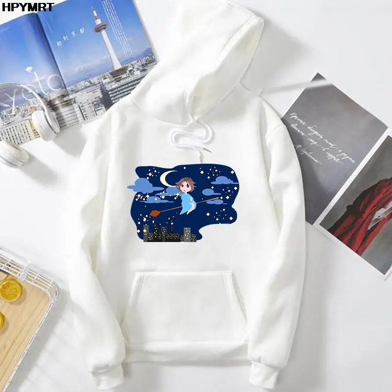 

Осенне-зимняя женская одежда, тонкие флисовые толстовки, милые Мультяшные принты, белые, розовые кавайные пуловеры, уличные модные повседне...