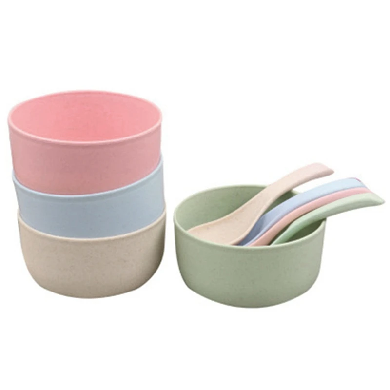 Promotion! Snack Bowls Set Of 4 Rice Wheat Straw Fiber Eco-Friendly Safe Kitchen Bowl |