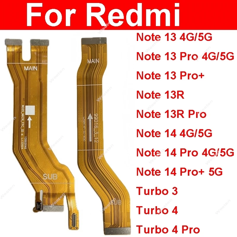 Фото Гибкая лента для материнской платы для Xiaomi Redmi Note 13 13R 14 Pro+ Plus Turbo 3 Turbo 4 Pro 4G 5G, запасные части для гибкого ЖК-кабеля №1