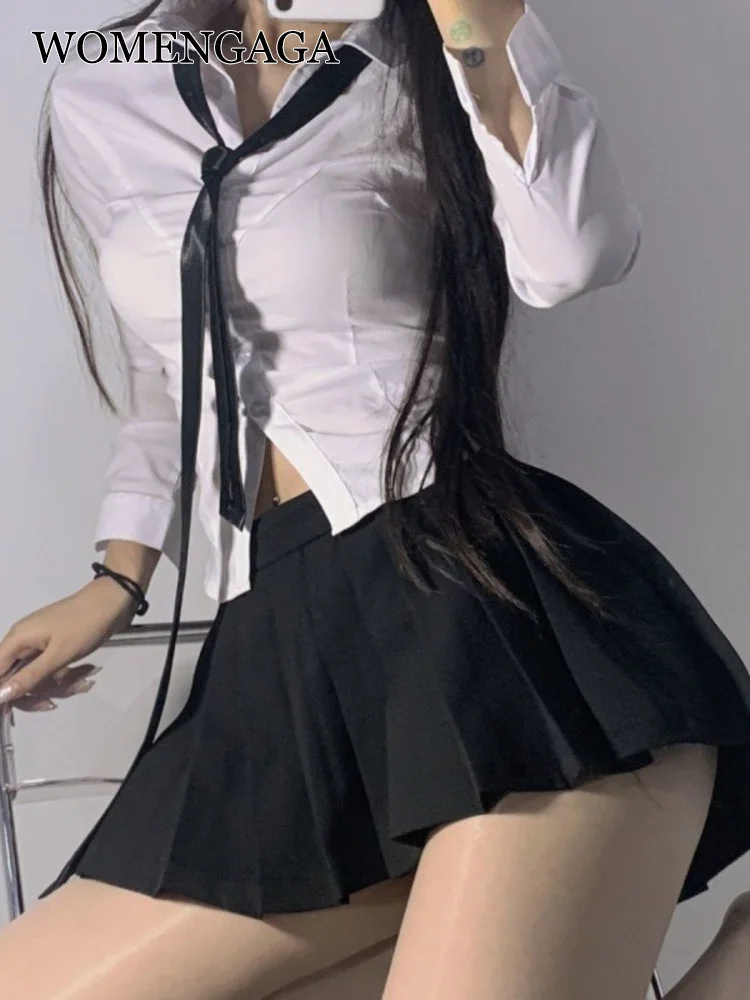 

Юбка сексуальный горячий комплект униформа офисная белая рубашка блузка JK Топы + студенческий милый стиль галстук горячий сексуальный коре...