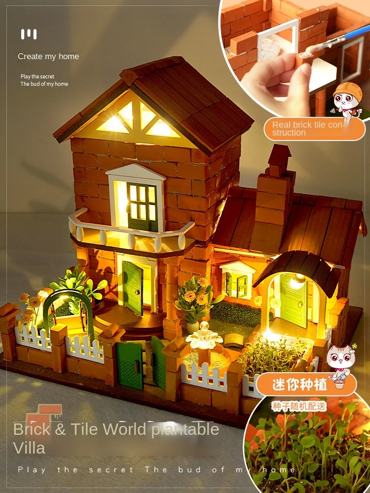 

FQ Children's Toy DIY Building Master Brick Wall Cement Villa