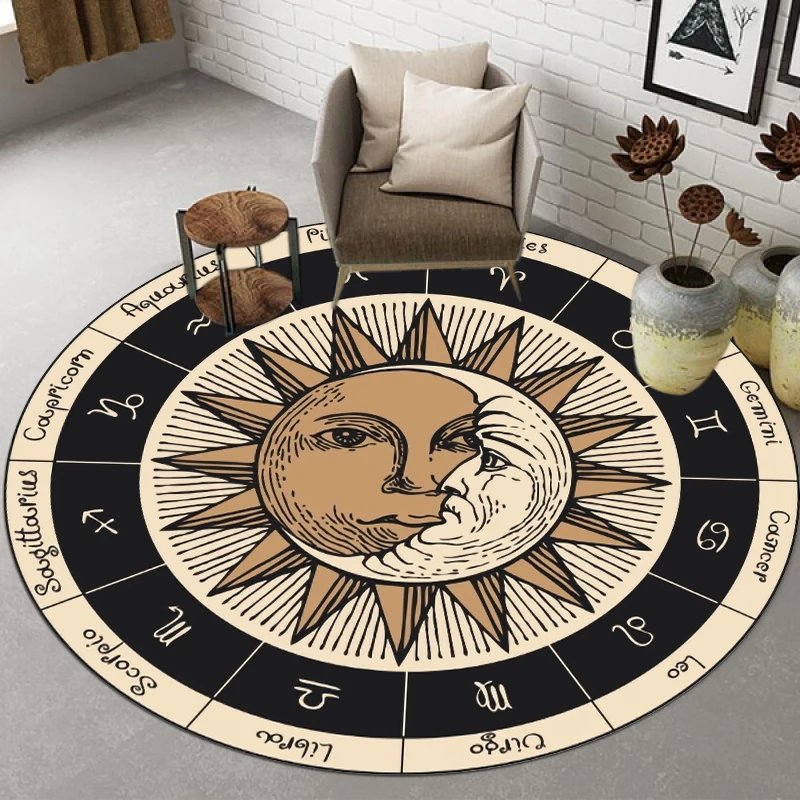 

sun and moon Round Carpet living Room Bedroom Rug Carpet for Living Room 3d children round rug Decorative Bedside Mat