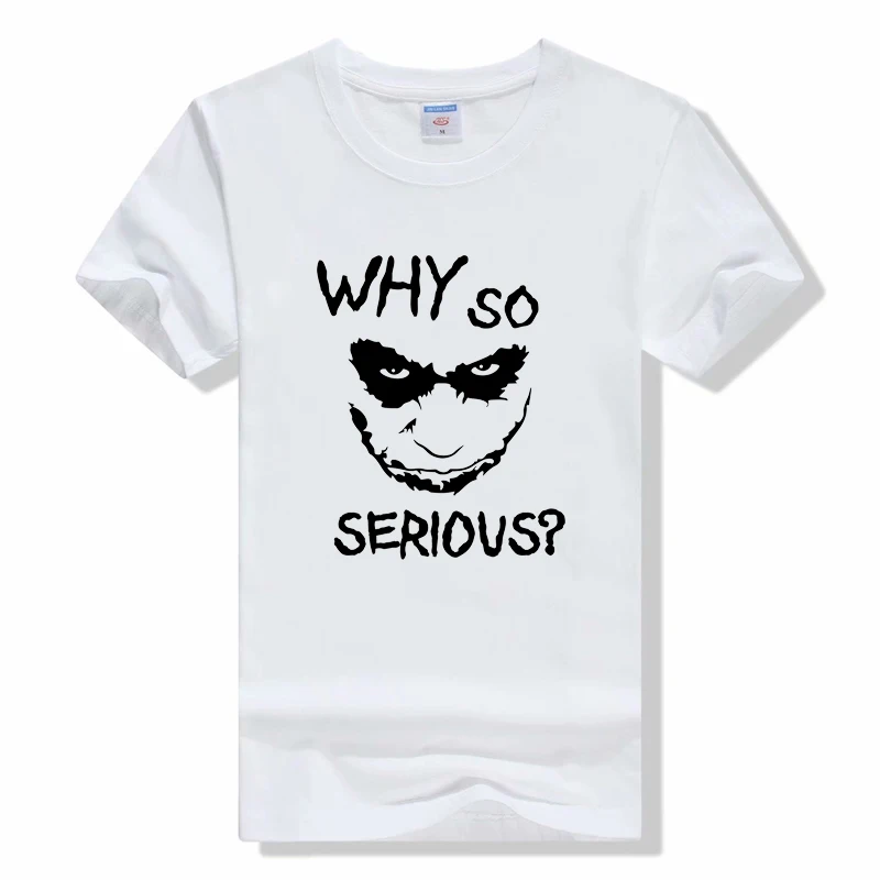 

Funny Joker T shirt Why So Serious Cool Summer Print Black Short Sleeved 100% CottonTee Tops Heath Ledger Clown T shirt