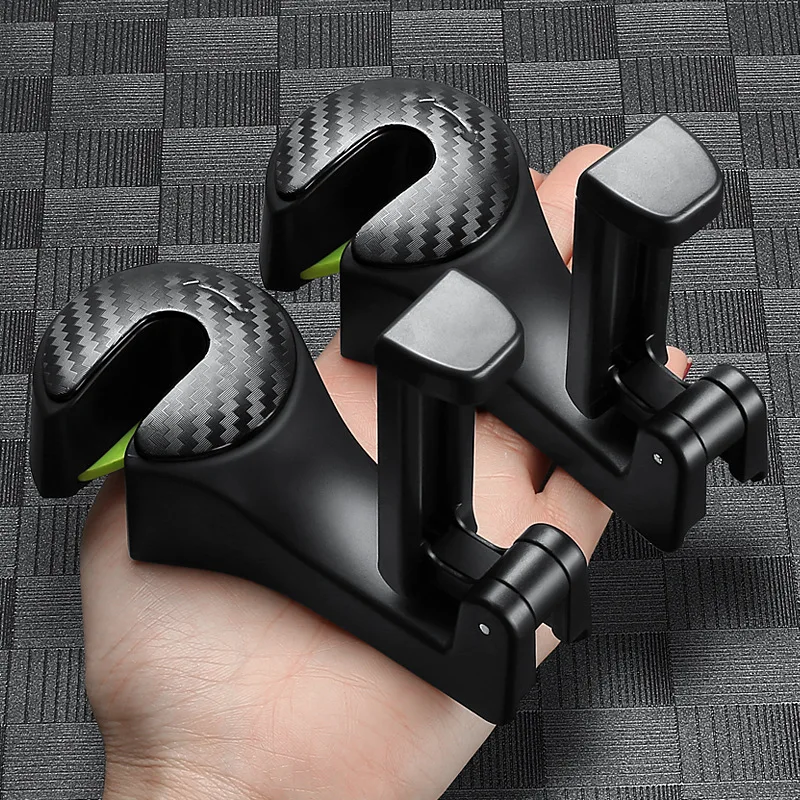 

2 In 1 Car Headrest Hooks Phone Holder Seat Back Organizer Bag Hangers Universal Handbag Storage Hooks Car Interior Accessories
