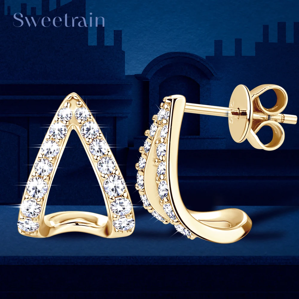 

Full Moissanite Heart Earrings for Women 925 Silver 18K Gold Plated Original Designer Earring Wedding Party Fine Jewelry Gift