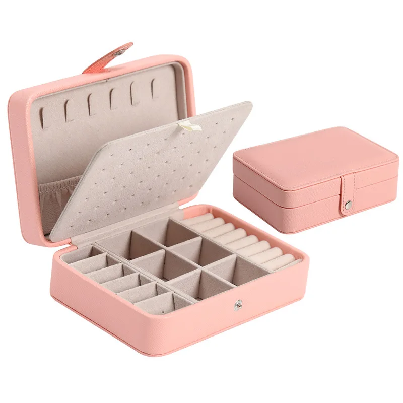 

2022 PU Leather Jewellery Storage Earring Boxes Jewelry Box Display Case Organizer Packaging Storage for Home Travel Girl Gift