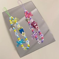 exquisite resin bow love handmade acrylic beaded personality diy cartoon lanyard mobile phone chain female jewelry accessories