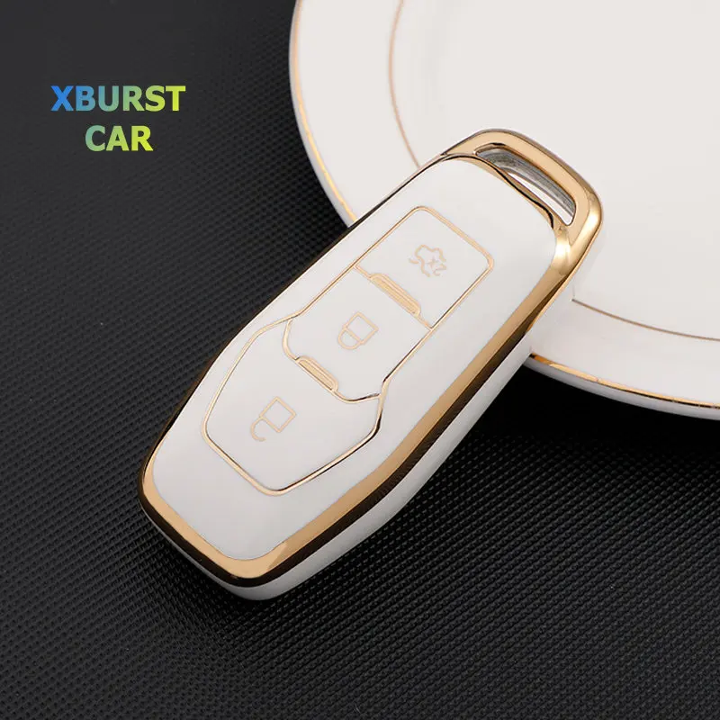 

TPU Key Case Keys Cover Fob For Ford Fusion Mondeo Mustang F-150 Explorer Edge 2015 2016 2017 2018 Shell Keychain Accessories
