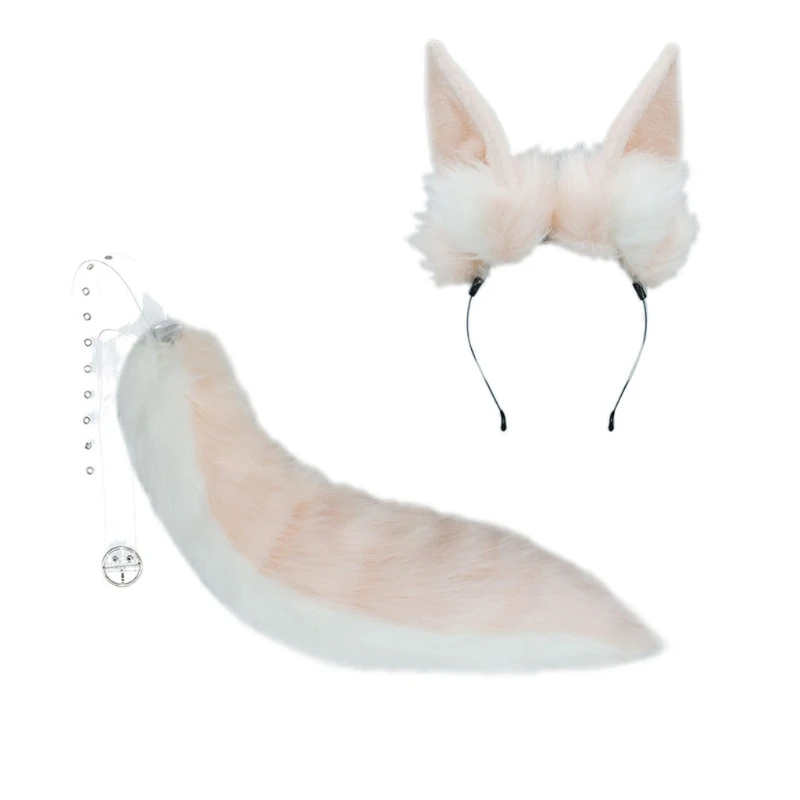 

Lovely Fox Ear Headwear/Wearable Tail Cute Animal Ear Hairband for Women Girl Christmas Halloween Decor Cosplay Costume