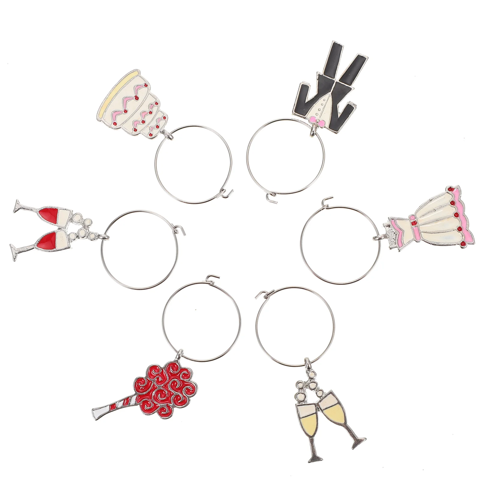 

6 Pcs Glass Ring Wedding Sign Glass Cup Sign Accessories Charms Stem Glasses Zinc Alloy Alloy Glass Identifier Bride