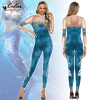 color cosplayer mermaid costume cosplay women purim carnival clothing fish scale fantasy bodysuit slim long sleeve bodysuit