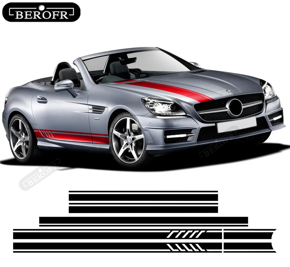 

Наклейка на дверь автомобиля, боковая юбка, полоса, наклейка для Mercedes Benz SLK SLC Class R170 R171 R172 AMG SLK200 250 55, аксессуары