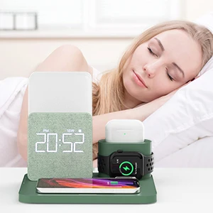 15w wireless charging station 2022 upgraded for iphone 1313 pro13 pro max 4 in 1 fast wireless charger alarm clock table lamp free global shipping