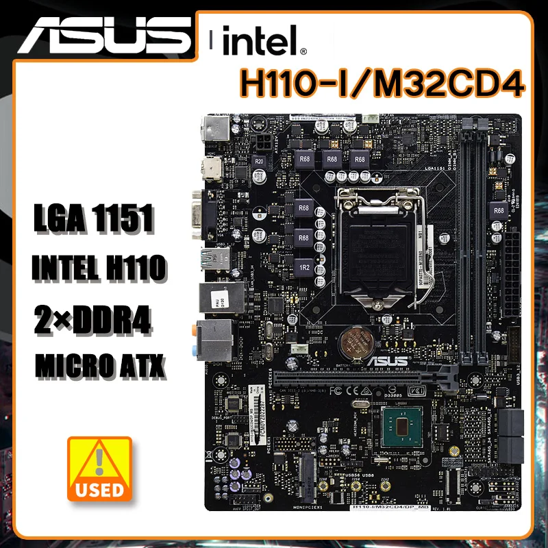 1151 H110 Motherboard ASUS H110-I/M32CD4 Motherboard 1151 DDR4 64GB HDMI USB3.0 MicroATX Supports 6th CPU