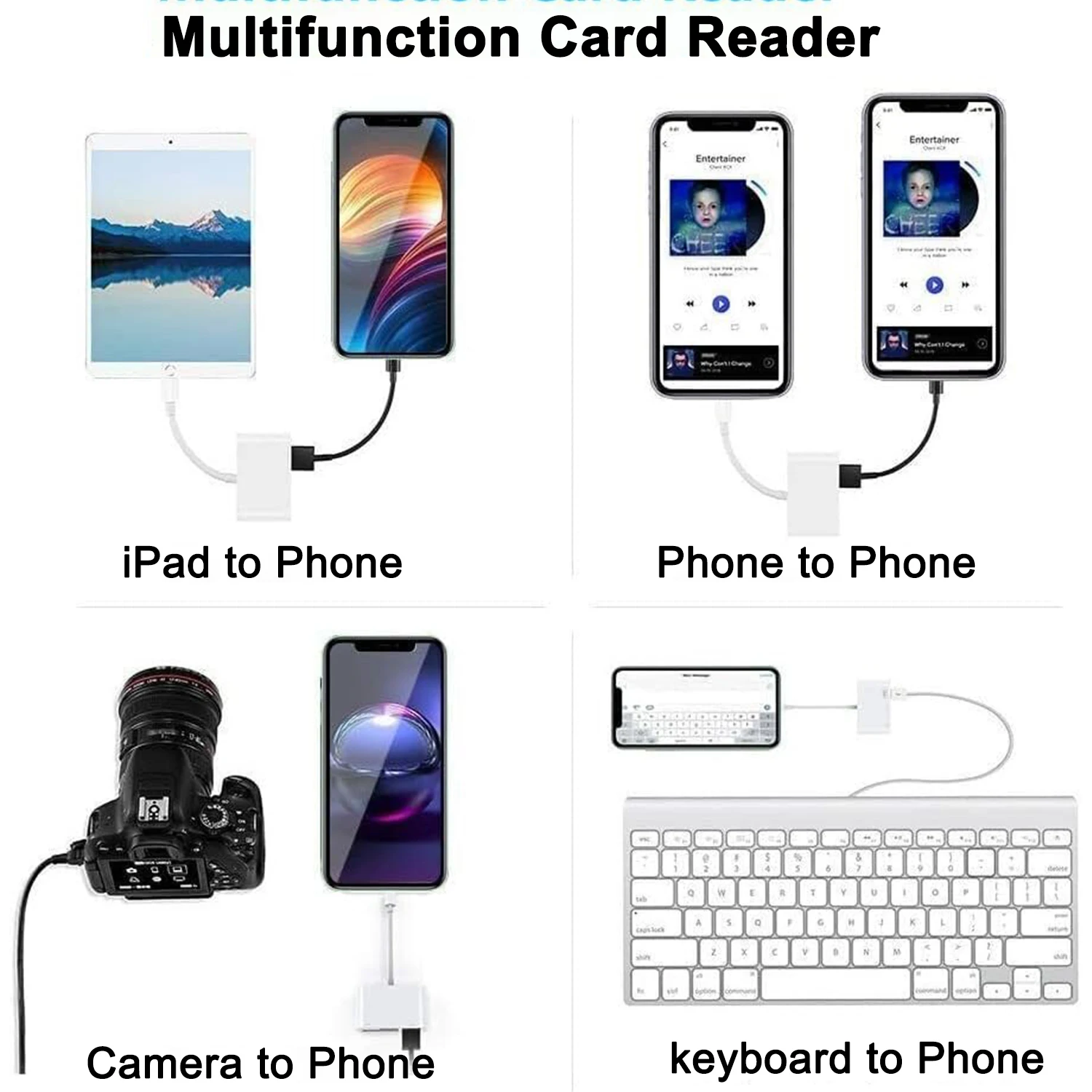 Устройство чтения карт USB OTG 4 в 1 совместимое с SD/TF-картой память камеры для iPhone