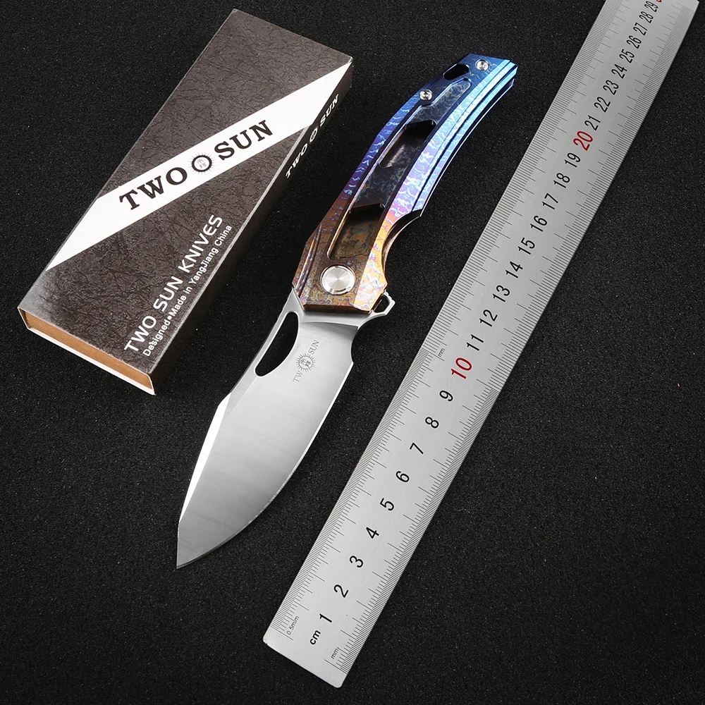 Складной нож TWO SUN TS64, тактический клинок из титанового сплава, с лезвием D2, с рукояткой, для кемпинга и выживания, повседневные инструменты Складной нож TWO SUN TS64, тактический клинок из титанового сплава, с лезвием D2, с рукояткой, для кемпинга и выживания, повседневные инструменты