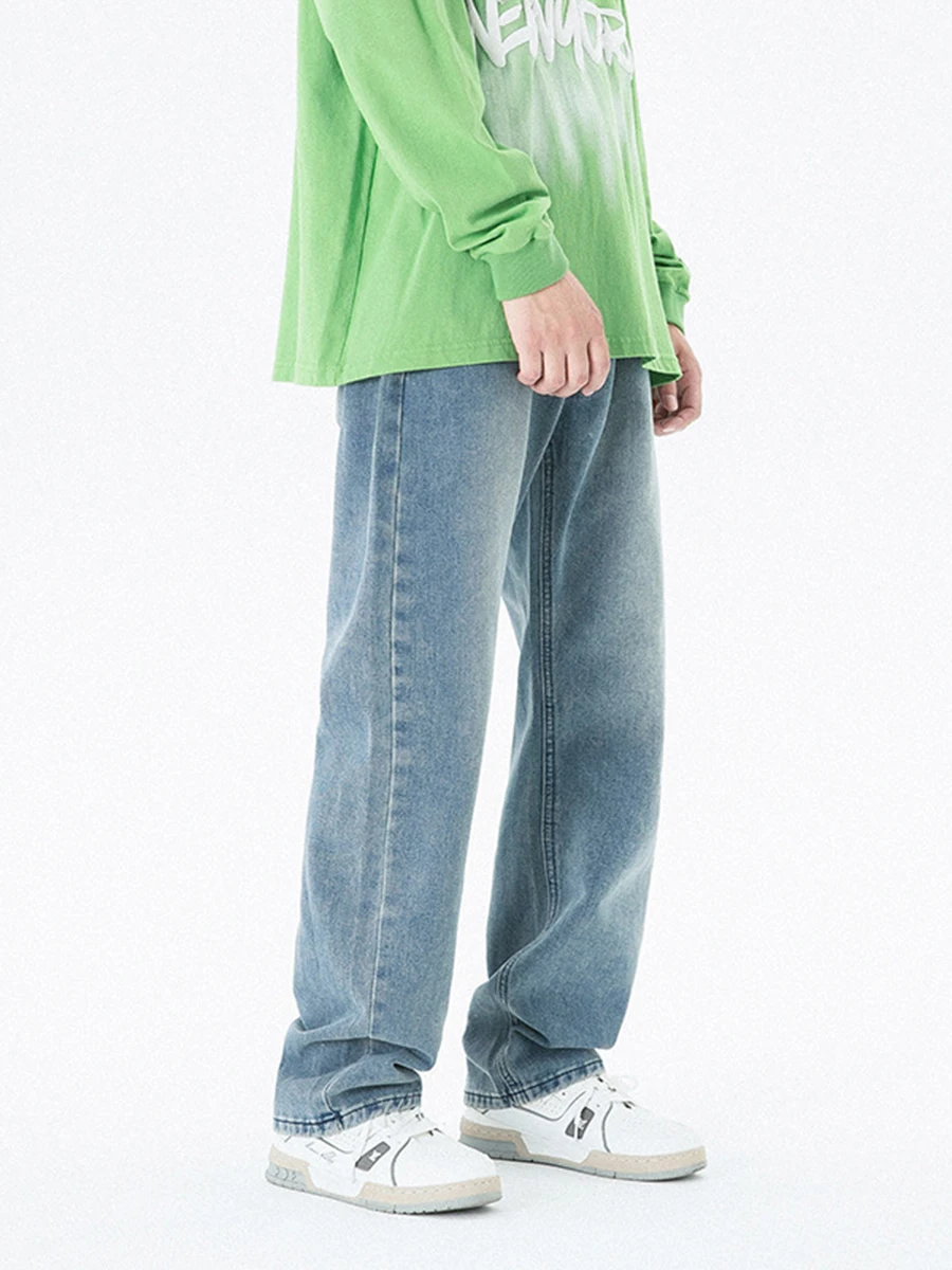 European and American Street Hip Hop Jeans Men Ins Trend Hiphop Straight Wide Leg Pants Fashion Streetwear Ins Hot Sale Y2k Pant