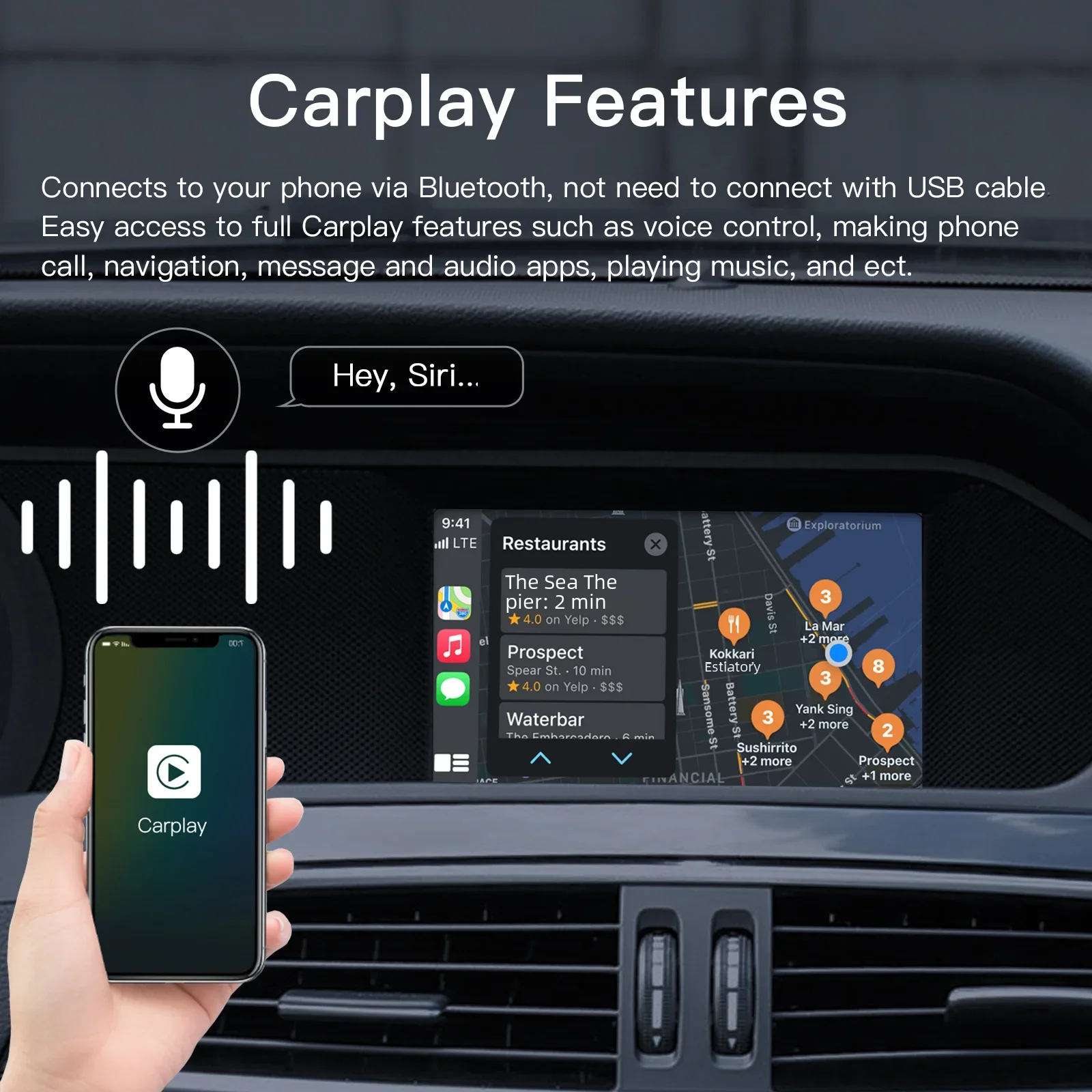 Autoabc Wireless Carplay Для Mercedes Benz A B C E Cla Gla Glk Ml Sprinter Ntg4.5 Becker Android Автомобильный