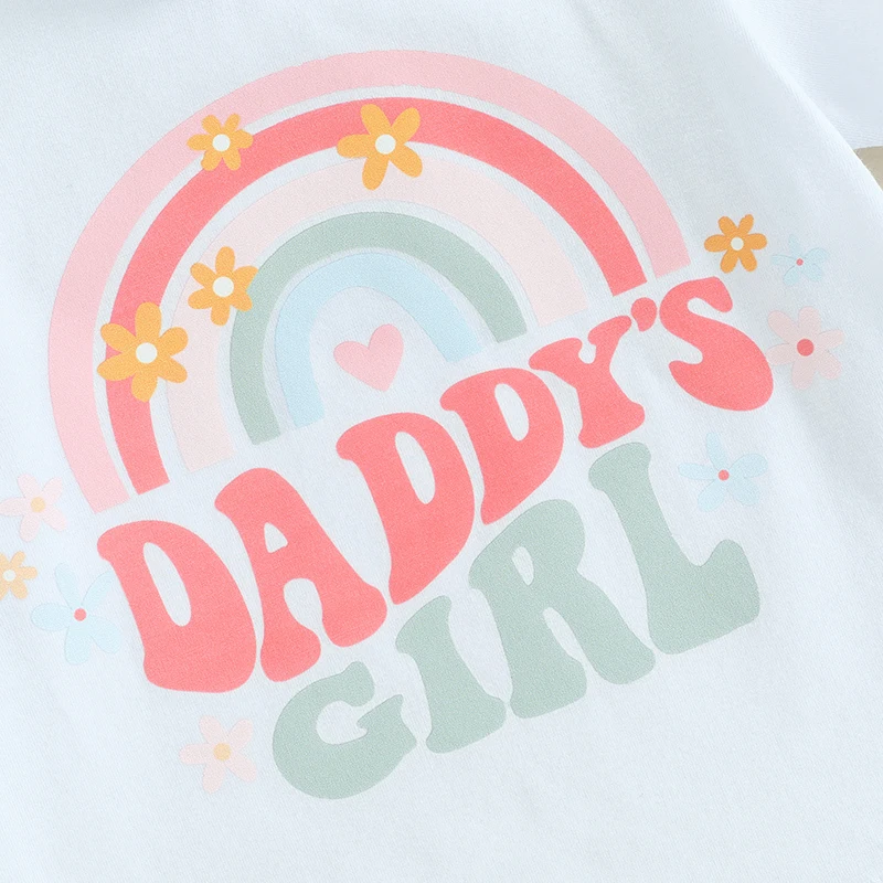 Одежда для маленьких девочек футболка с коротким рукавом Daddys комплект из топа и