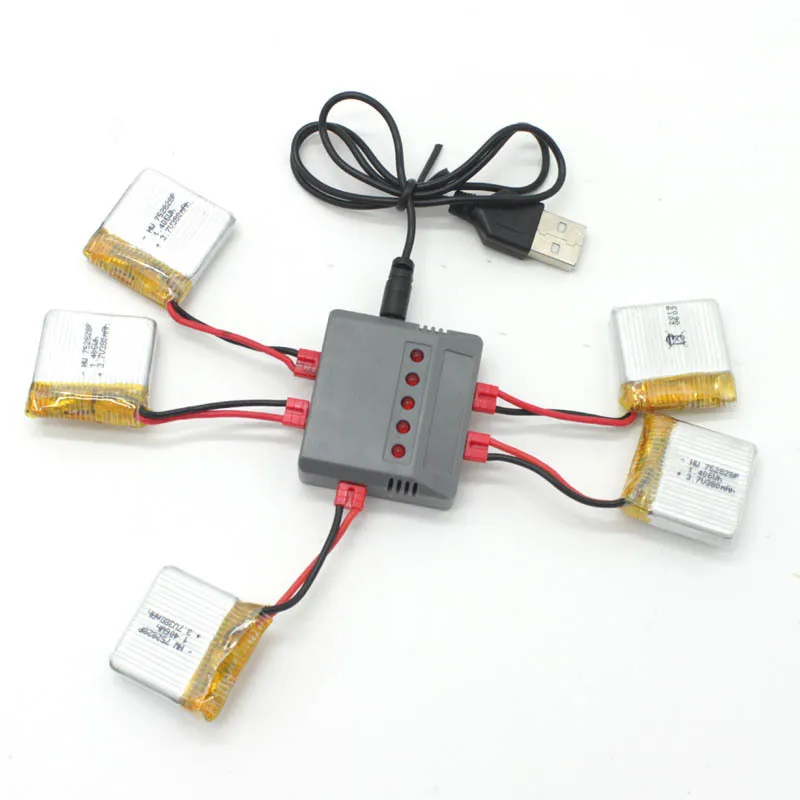 3.7V 380mAh Battery 5 in1 / 1 to 5 Balance Charger USB Charging Wire for Syma X21 X21W X26 X26A RC Drone