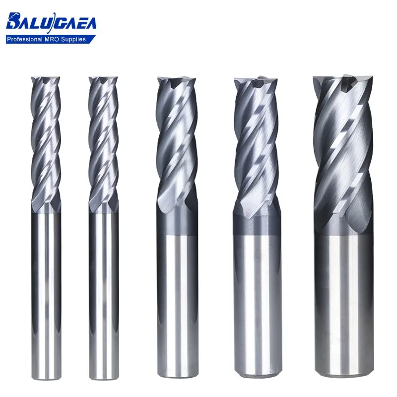 

4 Flute Flat Milling Cutter Router Bit 1-20mm HRC 50 Carbide End Mill TiALN Coated CNC Machine Milling Tools For CNC Cutter
